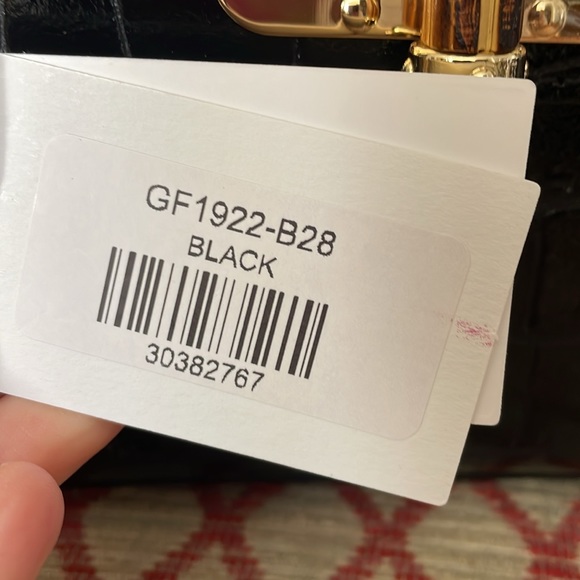 German Fuentes croc embossed leather bamboo handle bag - Picture 6 of 7